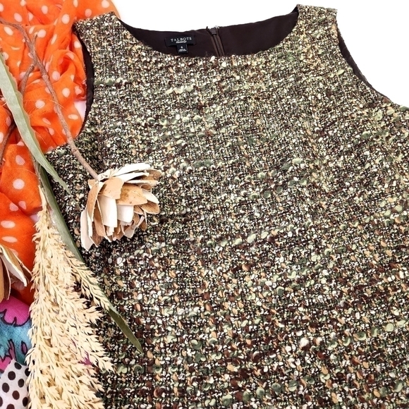 Talbots Green Tweed Dress Sz 6 - Picture 8 of 14